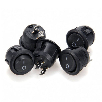 KCD1 Round Rocker Half Cut SPST Switch 2 Leg 6A 250V 10A 125v (1 Pc)
