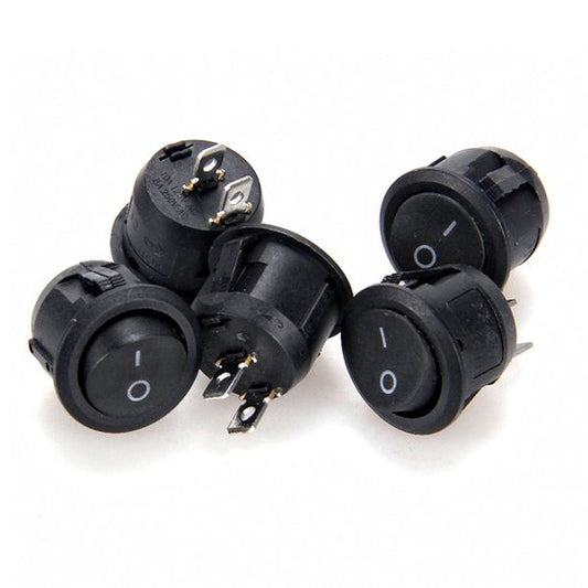 KCD1 Round Rocker Half Cut SPST Switch 2 Leg 6A 250V 10A 125v (1 Pc)