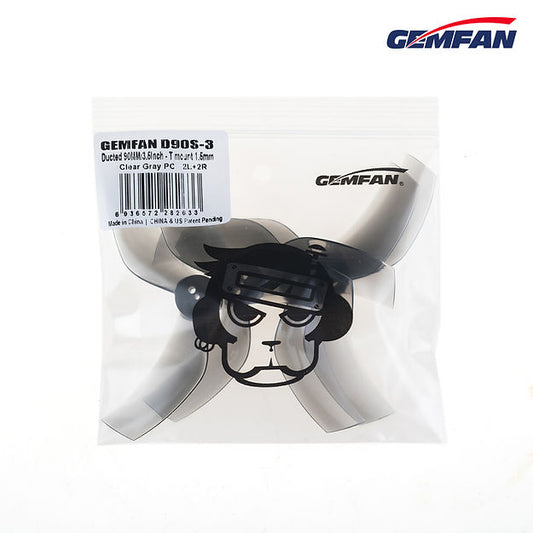 Gemfan D90S-3 Ducted 90mm / 3.5'' T Mount 1.5mm Clear Gray Cinewhoop Propeller (2L+2R)