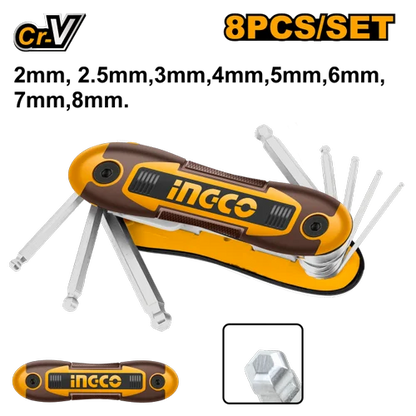 INGCO HHK14081 Hex key Folding Allen Key Set of 8 (2-8mm)
