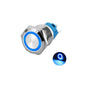 19mm Blue Led Stainless Steel Momentary Type Push Button Switch IP65 (12V-24V) DC