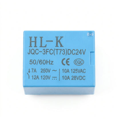 HL-K JQC-3FC (T73) DC 24V 7A / 12A SPDT Relay 5 PIN Sugar Cube PCB Mount