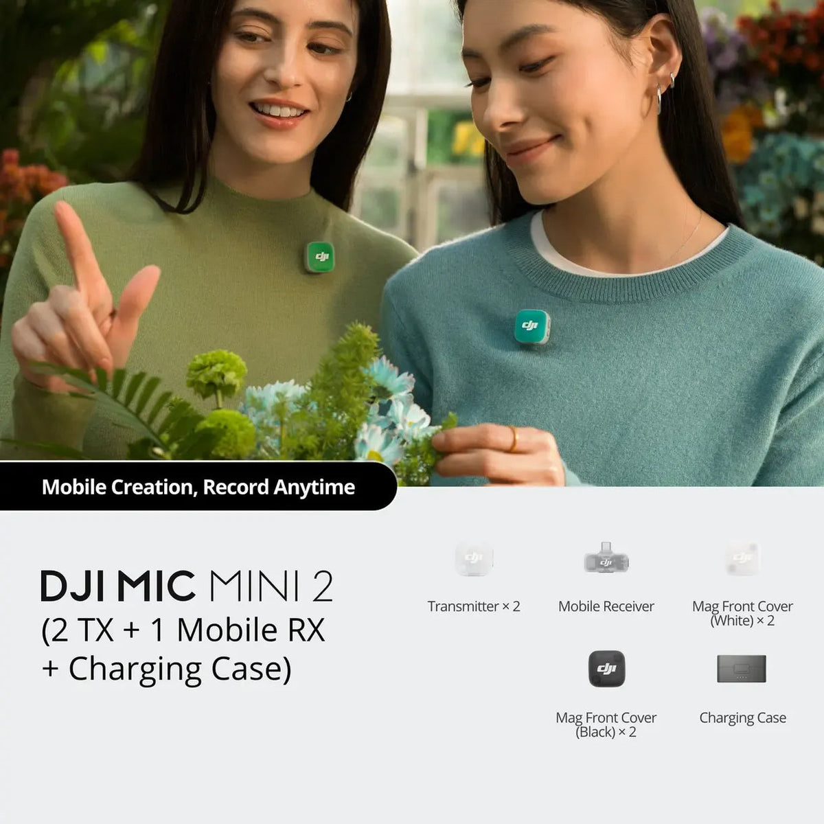 DJI Mic Mini 2 (2 TX + 1 Mobile RX + Charging Case)-Ultra Light Wireless Microphone with Noise Cancelling