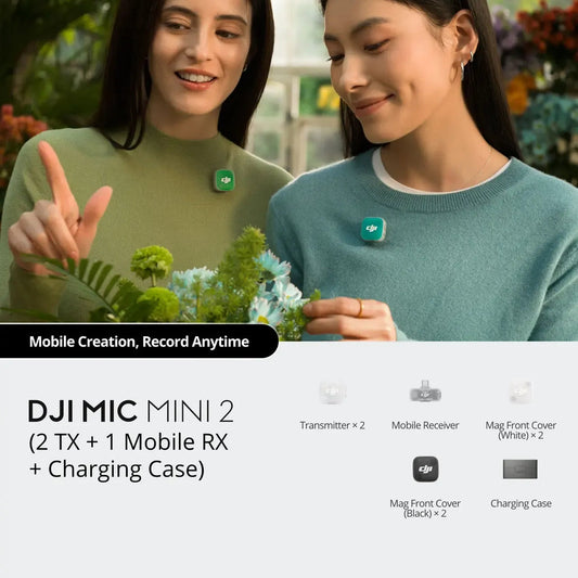 DJI Mic Mini 2 (2 TX + 1 Mobile RX + Charging Case)-Ultra Light Wireless Microphone with Noise Cancelling