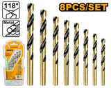 INGCO AKDB0801  8 Pcs HSS Twist Drill Bits Set