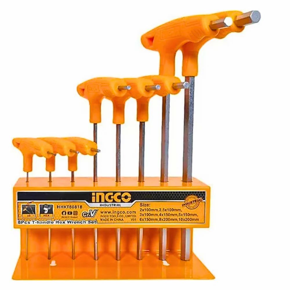 INGCO HHKT80818 8 Pcs T-handle Hex Wrench Set