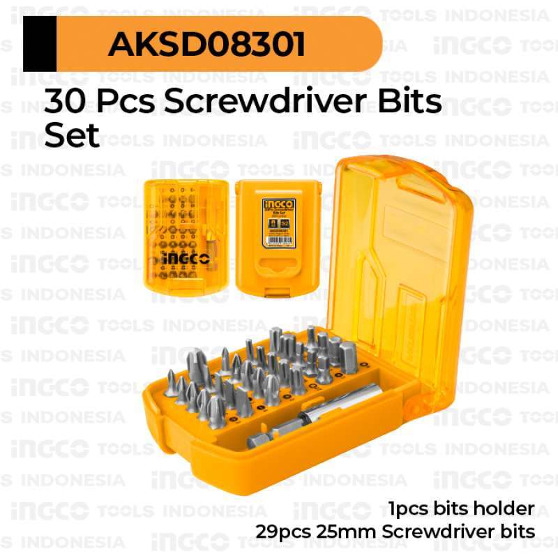 Ingco AKSD08301 30 Pcs Screwdriver Bits Set