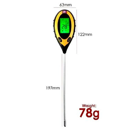 4 in 1 Soil PH Meter Soil Tester PH Moisture Meter Temperature Sunlight Measurement Analysis Acidity Alkali (Without Battery）