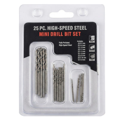 25Pcs High Speed Steel Drill Bit Set (0.5 to 3.0 mm)