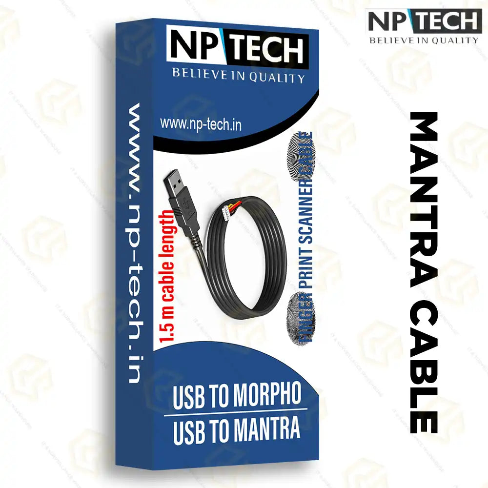 NP TECH USB to Mantra Cable 1.5 Meter biometric Device Finger Print Scanner