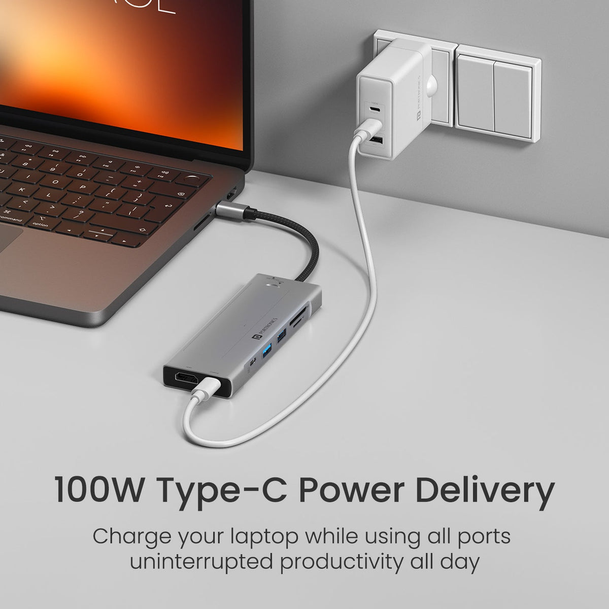 Portronics POR-3314 Mport Space 8 in 1 Type-C Hub with Built-In SSD Sl ...