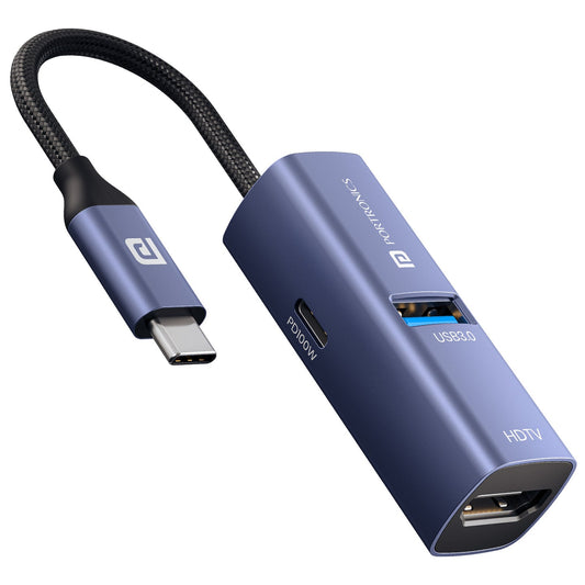 Portronics POR-3402 Mport Swift Mini 3-in-1 USB Hub with Type C Connector (Grey)