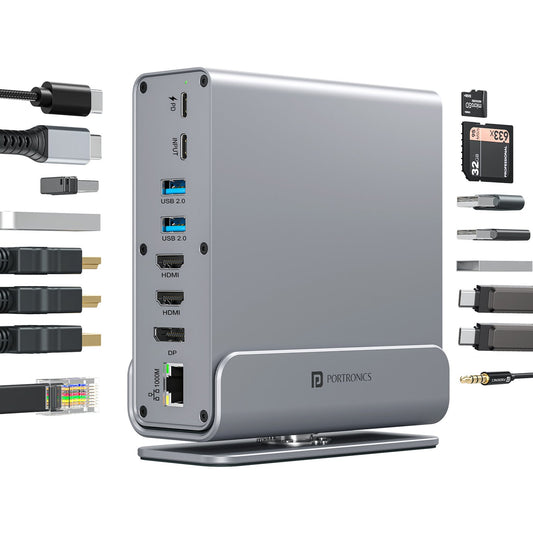 Portronics POR 3325 MPort Vault Pro 15-in-1 Type-C Docking Station (Grey)