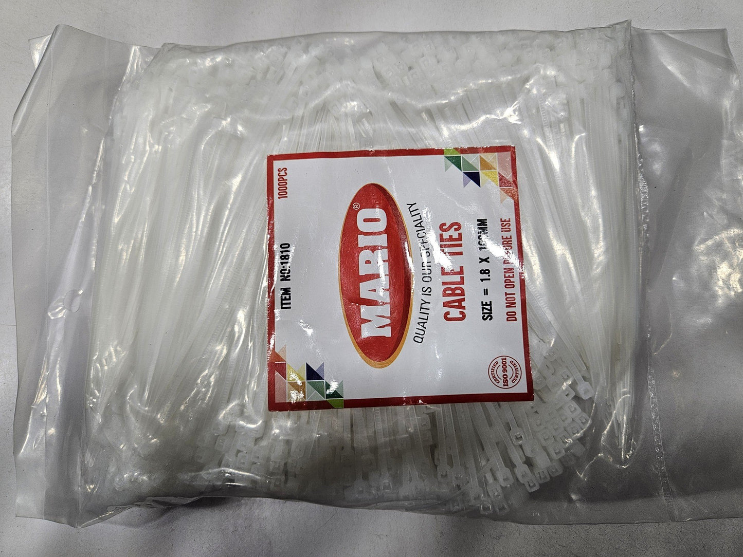 Mario 1.8x100mm Cable Tie White (Pack of 100)