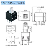 8.5×8.5mm Non Locking Tactile Push Button Switch 6 Pin no sound (Reset Type)