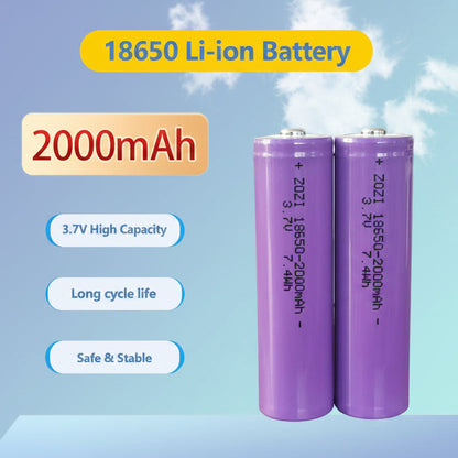 Original 2000mAh 18650 Rechargeable Lithium Ion Battery, 3.7V 7.4WH (1 Pc) for SKYDROID, Radiomaster Remote