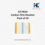 Pack of 10 1/4 Watt Carbon Film Resistors with Indian Hobby Center logo on a white background