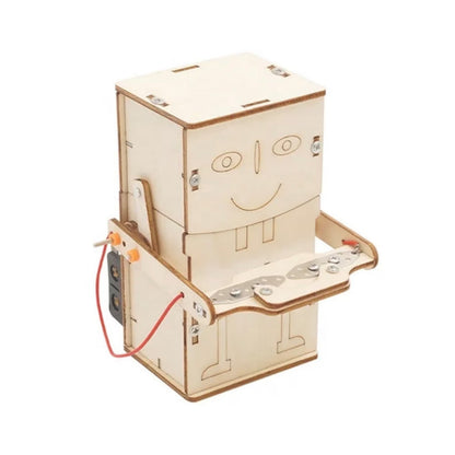DIY Coin Eating Robot Wooden Induction Toy Money Munching Machine DIY STEM Experiment Kit (J-19)