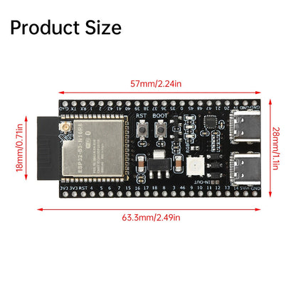 ESP32-S3-N16R8 Development Board with WiFi, Bluetooth 5.0, Dual Type C, External Antenna Port