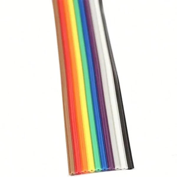 Rainbow 10 Core Color Flat Ribbon Copper Wire Cable - 1  Meter