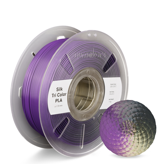 Numakers Tri-Color Silk PLA Filament – Black-Purple-Gold – 1.75 mm / 1 kg