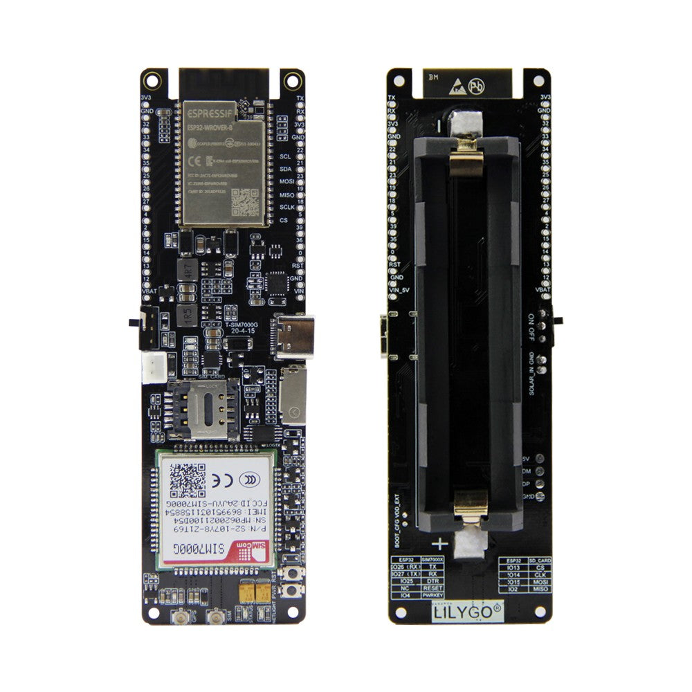 TTGO T- SIM7000G Module Espressif ESP32- WROVER-E Chip WiFi Bluetooth 18560 Battery Holder Solar Charge Development Board
