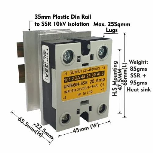 Solid State Relay UNISON SSR 25AMP UNI 101 ZDA 48 25 00 AL5, DC TO AC