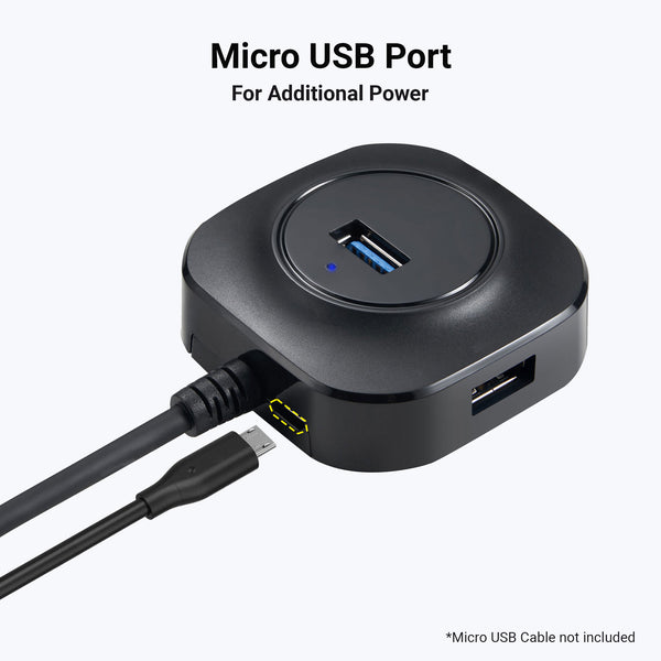 ZEBRONICS 400HB USB HUB, 4 Ports, USB 3.0, Transfer Speeds Upto 5 Gbps, Compact Design, LED Indicator, Multi OS Compatible, Micro USB (for Additional Power), Plug and Play