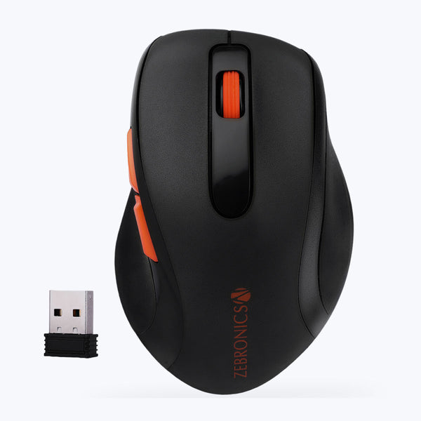 ZEBRONICS CURVE Wireless Mouse, High Precision with 800/1200/1600 DPI, 6 Buttons, USB Nano Receiver, Power Saving Mode, Comfortable and Versatile