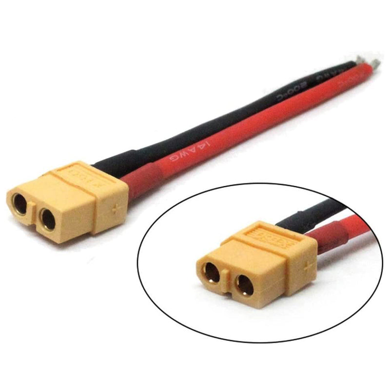 XT60 FEMALE CONNECTOR WITH 14AWG SILICON WIRE 100MM
