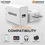 Gizmore GIZ PA606 3A Mobile Charger with Detachable Type C Cable (White, Cable Included)
