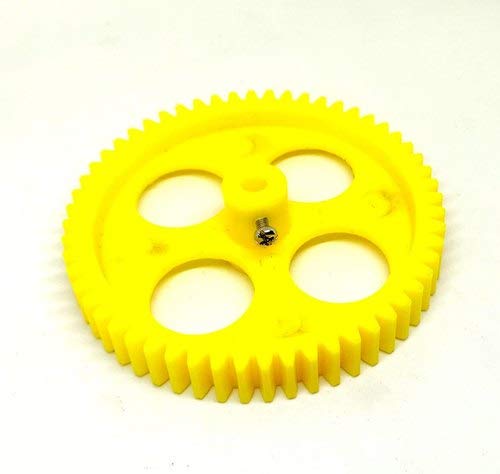 56 Teeth 85mm Plastic Spur Gear 6mm Shaft (Yellow)