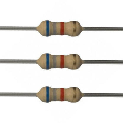 6.8K ohm 1/4 Watt ±5% Tolerance Carbon Film Resistor