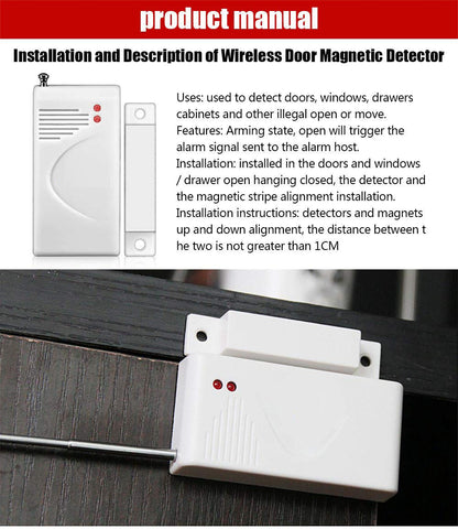 433 MHz Wireless Door / Window Magnetic Sensor for Home Security Alarm Systems