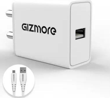 Gizmore GIZ PA606 3A Mobile Charger with Detachable Type C Cable (White, Cable Included)