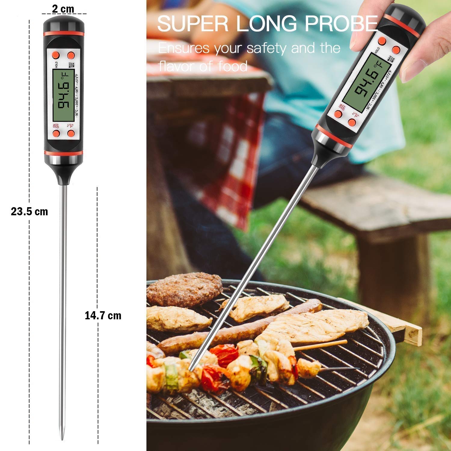 Digital Multi-Functional with Instant Read Cooking Thermometer With auto turnoff function Best Digital Thermometer for All Food, Grill, BBQ and Candy