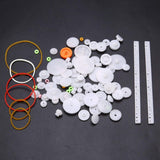 75pcs Mixed White Plastic Crown Gears Single Double Worm Grear Belt Pulley DIY Tool for Robot