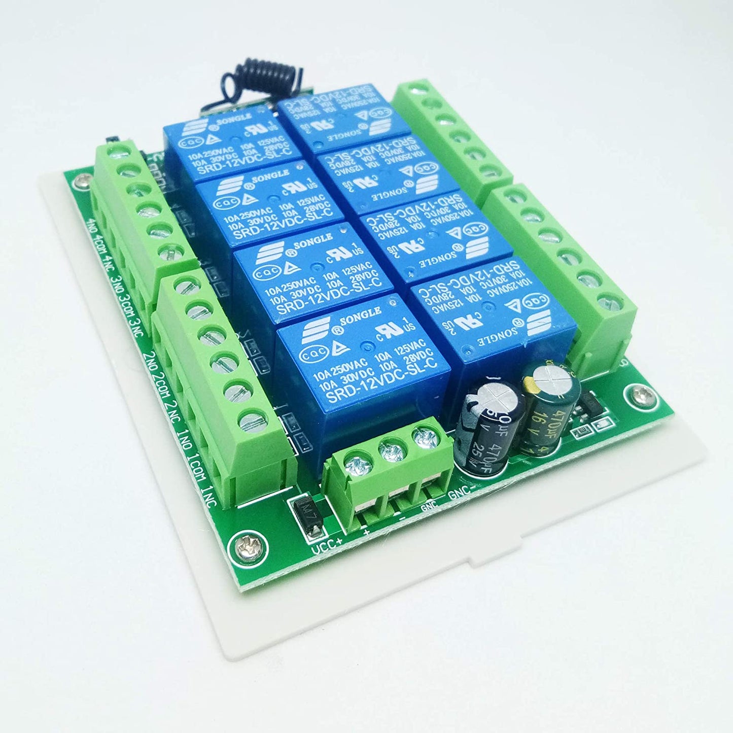 8Ch 12V 10A RF Wireless Remote Control Switch Relay Module | RF Transmitter + Receiver