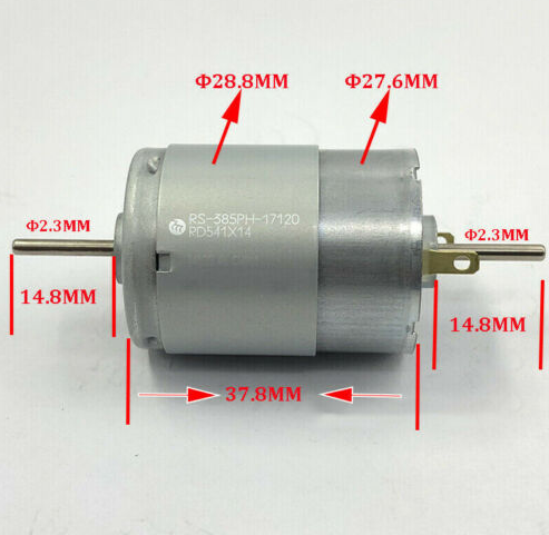 RS-385PH DC 12V-24V Large Torque Dual 2.3mm Shaft Axis Electric DC Motor