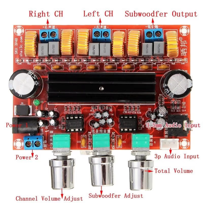 DC 12-24V TPA3116D2 2.1 Channel Digital Subwoofer Power Amplifier Board