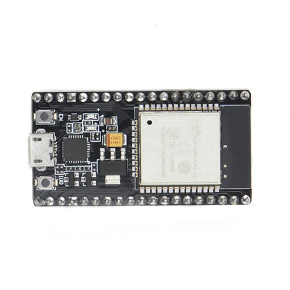 ESP32 38 Pin WROOM32 Development Board, showing the layout with various electronic components and pin headers.