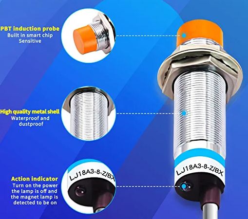 LJ18A3-8-Z BX NPN Sensor Inductive Proximity Switch Detector 8mm DC 6-36V M18 300mA 3 Wire