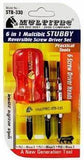 Multitec STB-330 6 In 1 Multibit Stubby Reversible Screw Driver Set