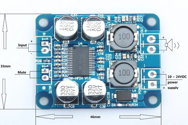 TPA3118 PBTL Mono Digital Amplifier Board 1X60W 12V 24V Power Amplifier Module ( 16 pin IC )