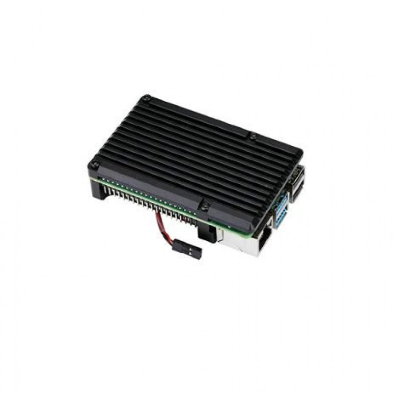 Black Aluminum Heat Sink Case with Double Fans for Raspberry Pi 4
