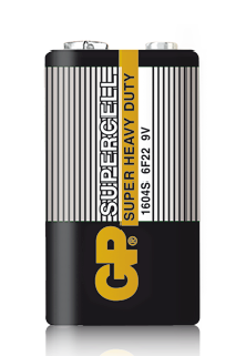 9v GP Supercell Carbon Zinc Battery 1604S 6F22 9V