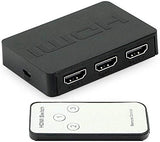 HDMI Switcher Box 3-Port 3 in 1 Out Monitor Switch Supports 3D 4K High Speed with IR Remote Control