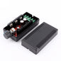 A PWM motor speed controller with a black casing, featuring electronic components and a knob for adjusting speed.