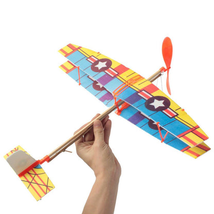 Rubber Band Powered Biplane Kit | DIY Foam & Wood Flying Aircraft Toy, Pack of 20
