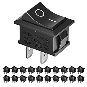 KCD1 6A 250v Rocker Switch SPST Panel Mount Mini Boat Switch 10A/125V, 6A/250V